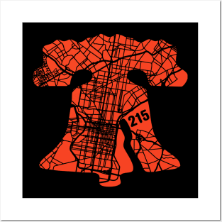 Philadelphia City 215 Liberty Bell Love Philly Fan Favorite Orange Posters and Art